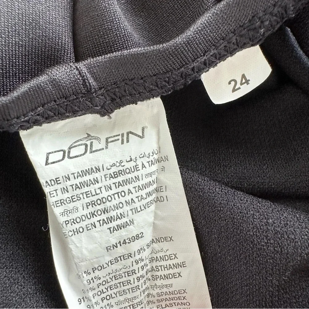 Dolfin Girls size 24 Solid Black One Piece Keyhole‎ Swimsuit Swimming Swim Team